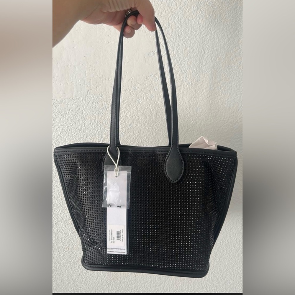 Black Crystal Mini Tote Bag